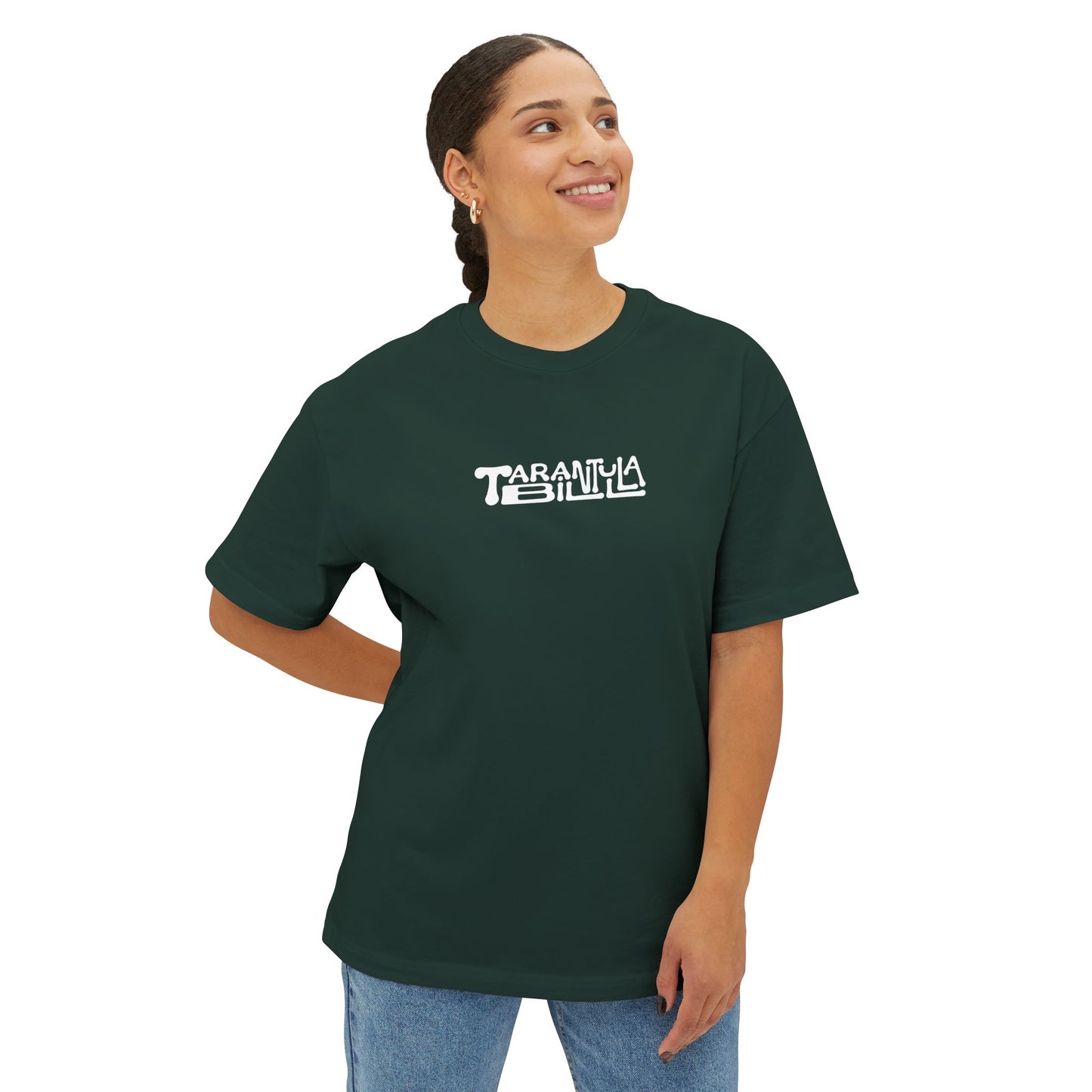 Tarantula Billie Graphic Tee — Retro Minimal Logo Boxy T-Shirt